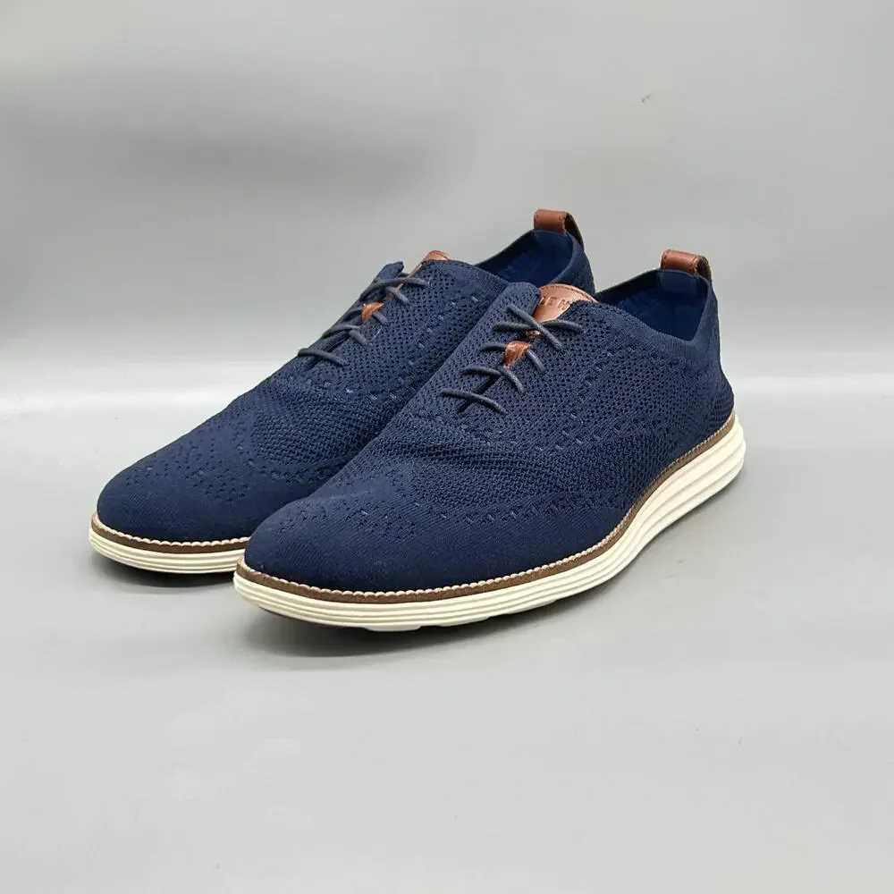Cole Haan Shoes Men 13 Blue Knit Grand OS Wingtip Oxford Sneakers Comfort Casual